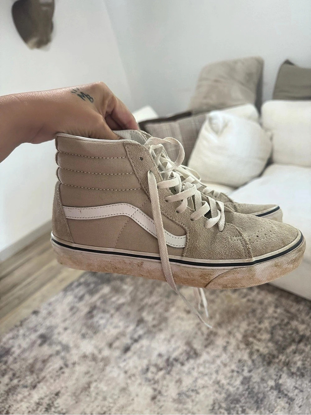 Vans Sk8-Hi High Top Sneakers Beige & White US 9.5 women’s